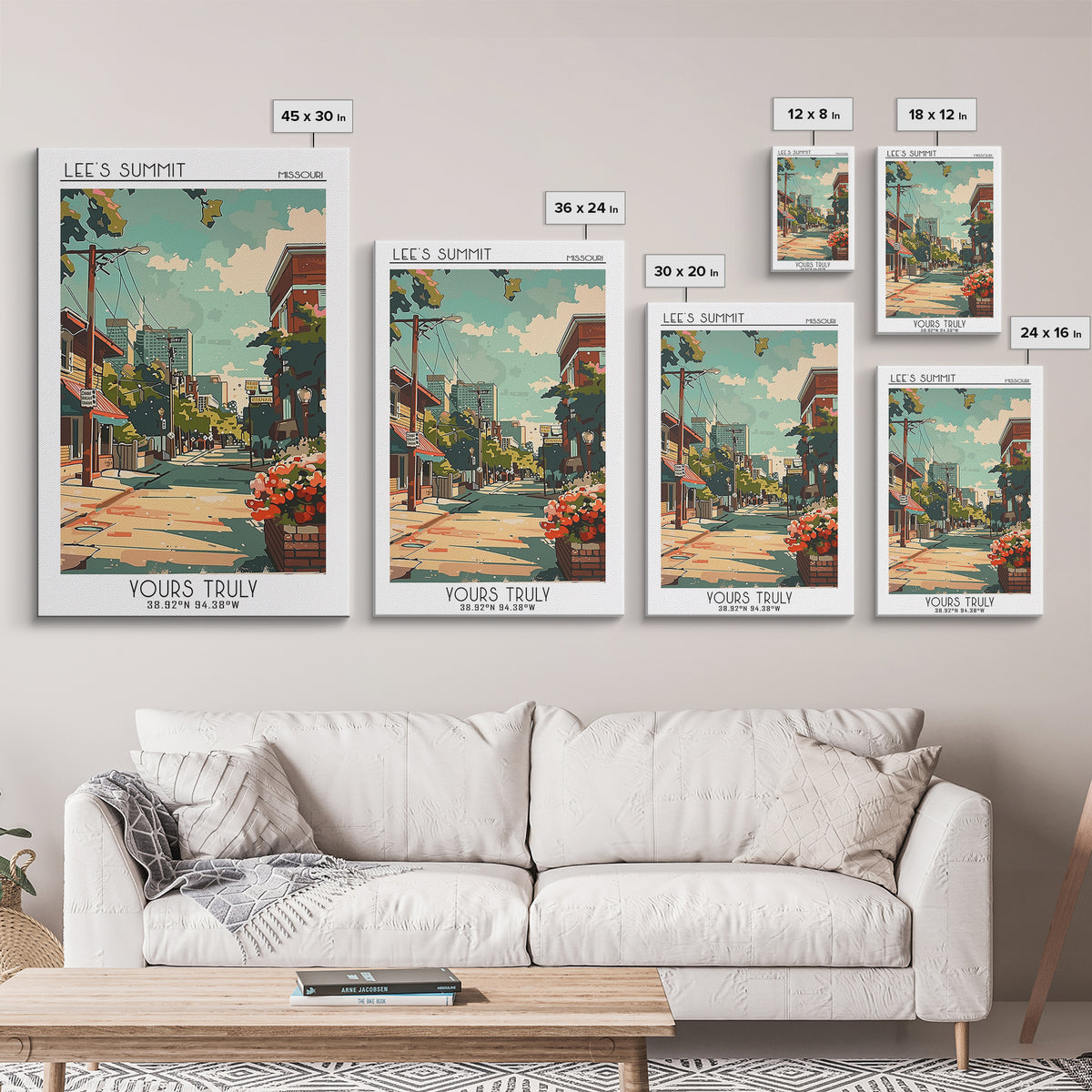 Lees Summit Missouri Travel Poster, Framed Canvas Print, City Travel Poster, Vintage City Poster, Landscape Art, Retro Travel Poster