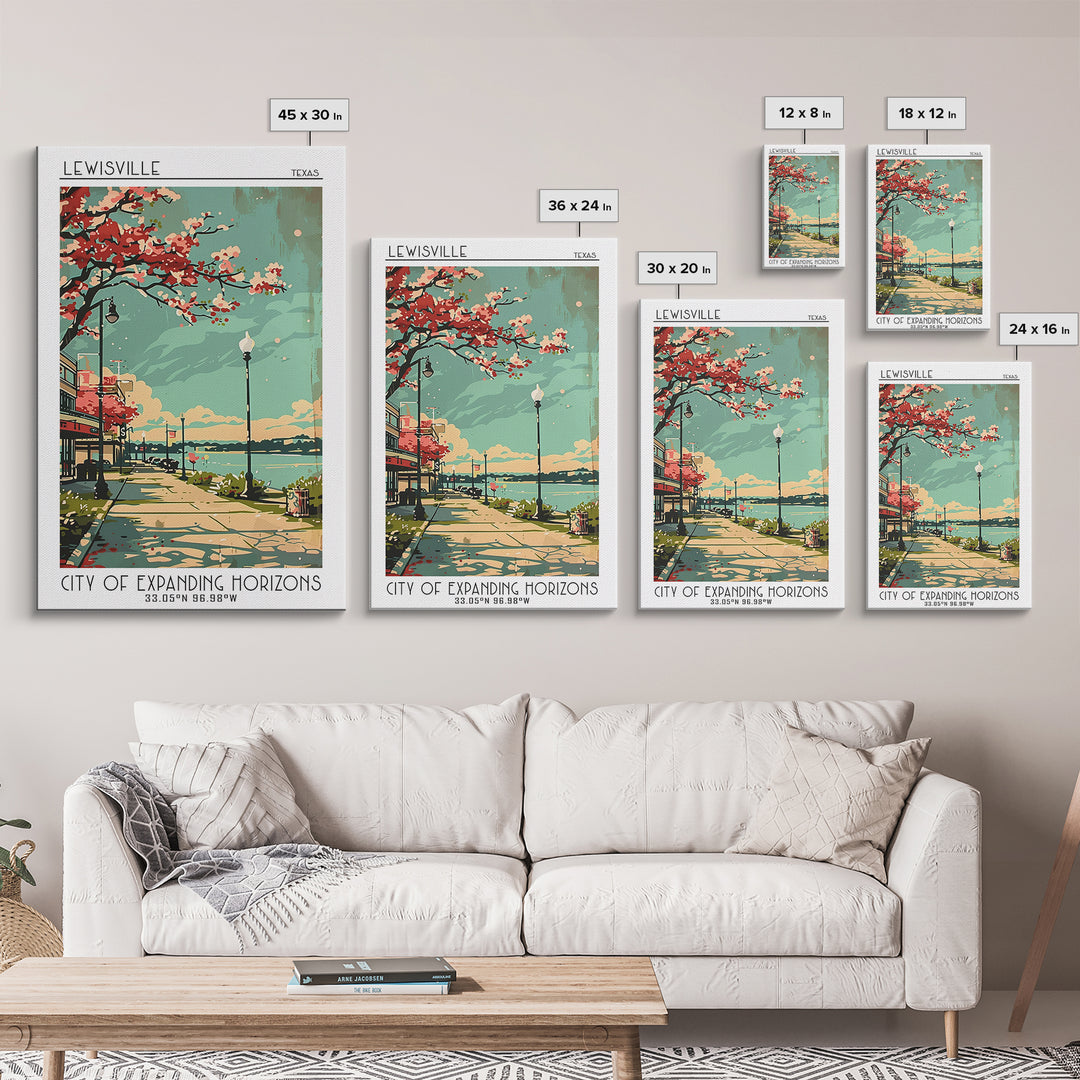Lewisville Texas Travel Poster, Canvas Print, City Travel Poster, Vintage City Poster, Retro Wall Art, Vintage Poster, City Wall Art