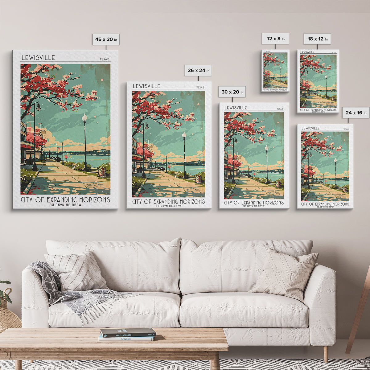 Lewisville Texas Travel Poster, Canvas Print, City Travel Poster, Vintage City Poster, Retro Wall Art, Vintage Poster, City Wall Art