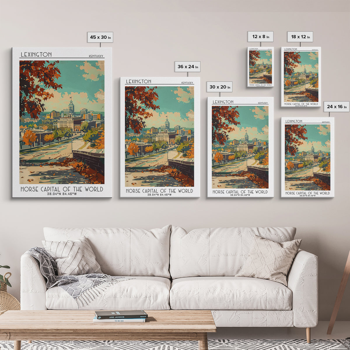 Lexington Travel Poster, Framed Canvas Print, Vintage Travel Print, City Wall Art, Minimalist Poster, Travel Posters, Fine Art Print
