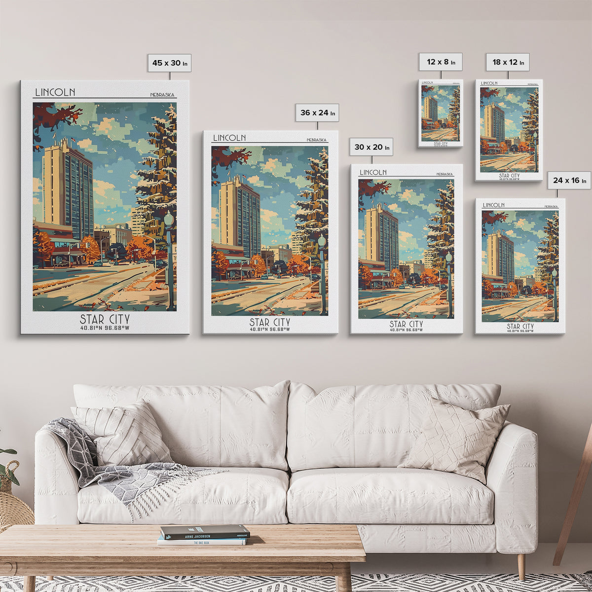 Lincoln Travel Poster, Framed Canvas Print, City Travel Poster, Travel Wall Decor, Travel Decor, Retro Travel Print, Travel Wall Art