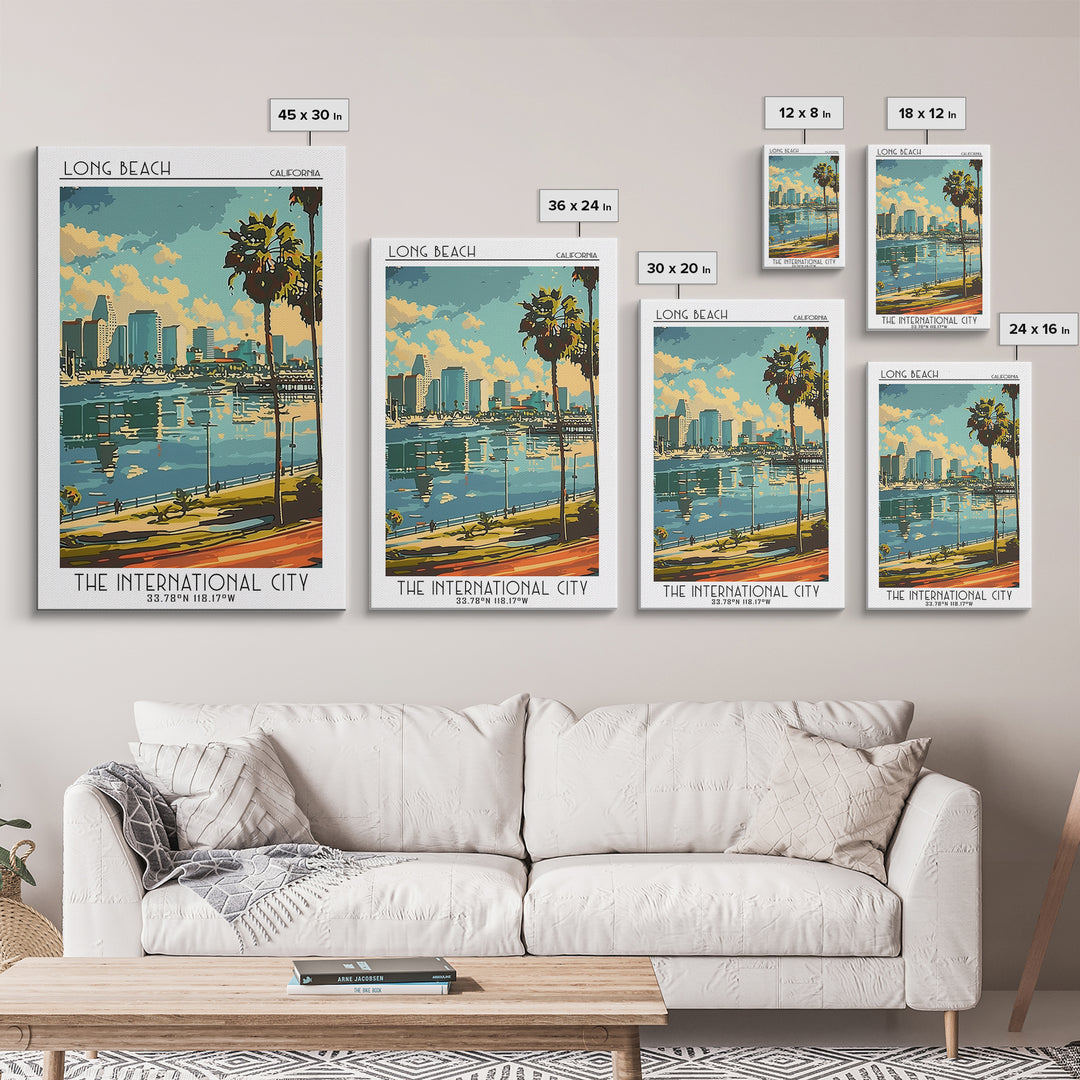Long Beach California Travel Poster, Canvas Print, City Travel Poster, Vintage City Poster, City Wall Art, Art Print, Retro Wall Art