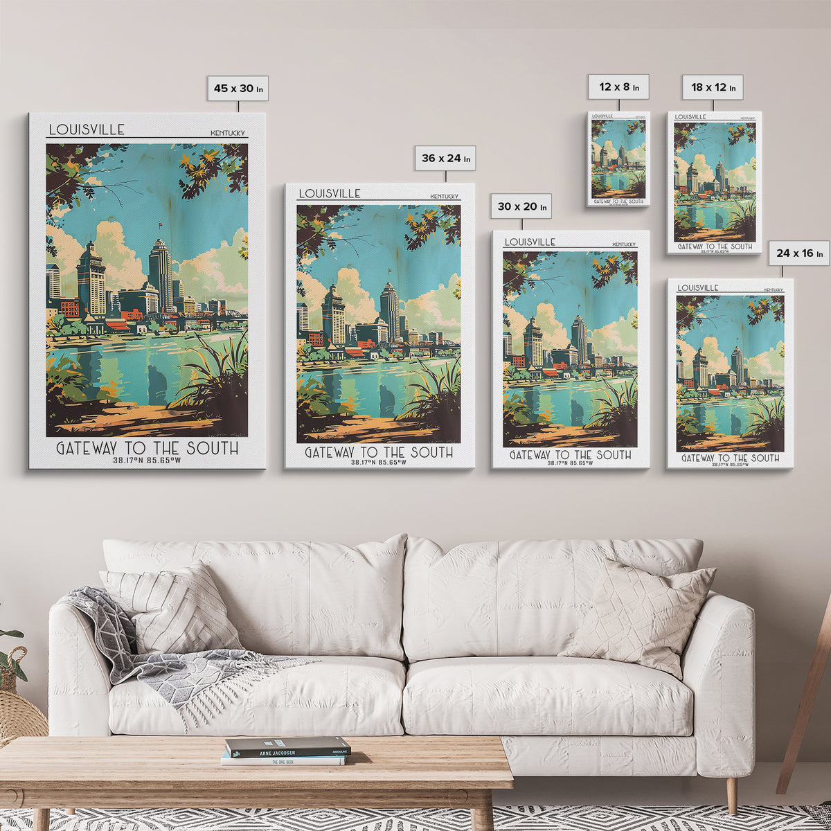 Louisville Travel Poster, Framed Canvas Print, Poster Print, Travel Wall Art, Travel Wall Decor, Poster Art, Wall Art, Landscape Art