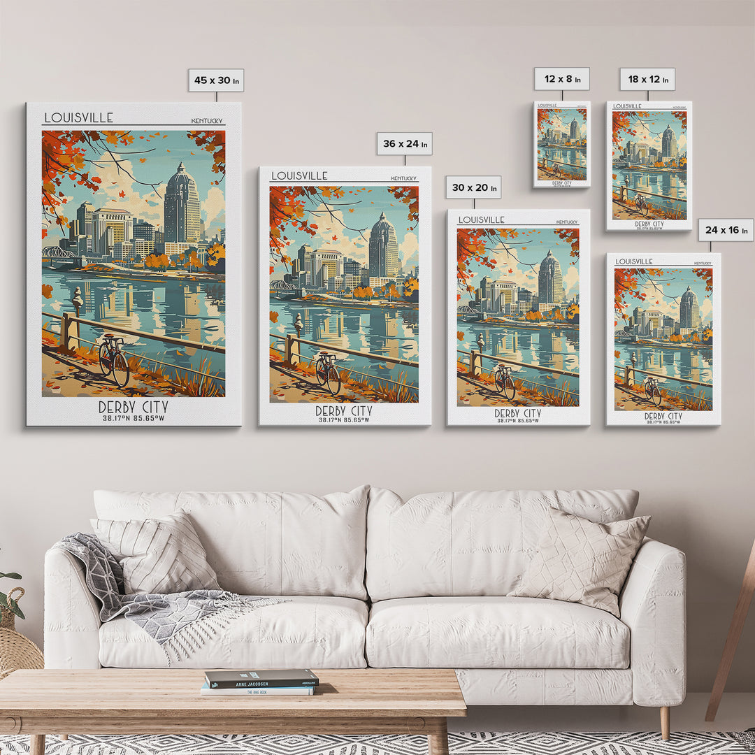 Louisville Kentucky Travel Poster, Framed Canvas Print, City Travel Poster, Travel Wall Decor, Living Room Wall Art, Wanderlust Gift
