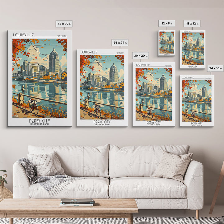 Louisville Kentucky Travel Poster, Framed Canvas Print, City Travel Poster, Travel Wall Decor, Living Room Wall Art, Wanderlust Gift