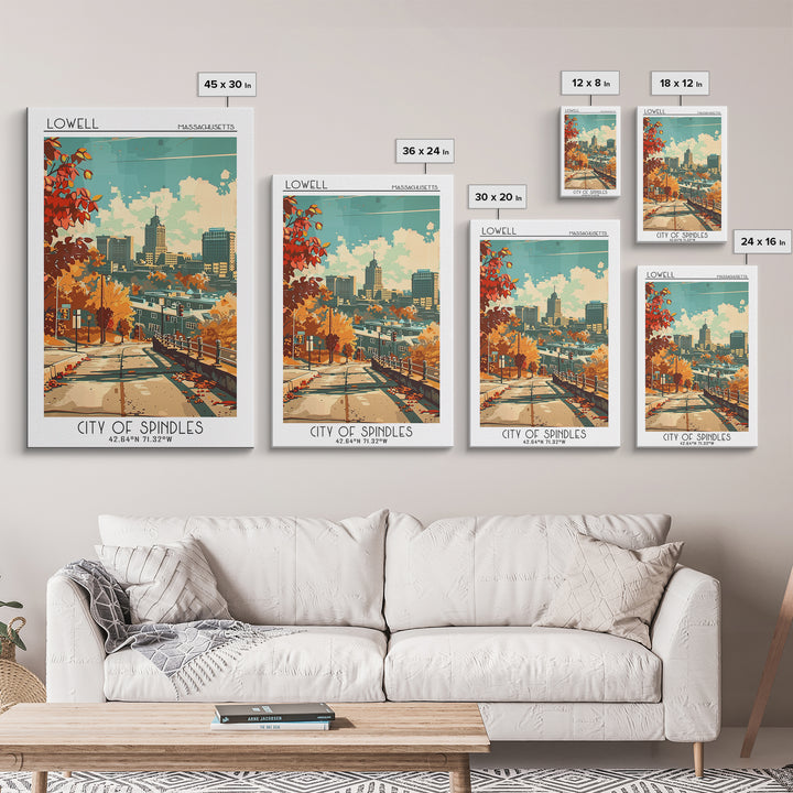Lowell Massachusetts Travel Poster, Canvas Print, Poster Print, Travel Wall Art, Travel Decor, Home Office Decor, Retro Travel Print