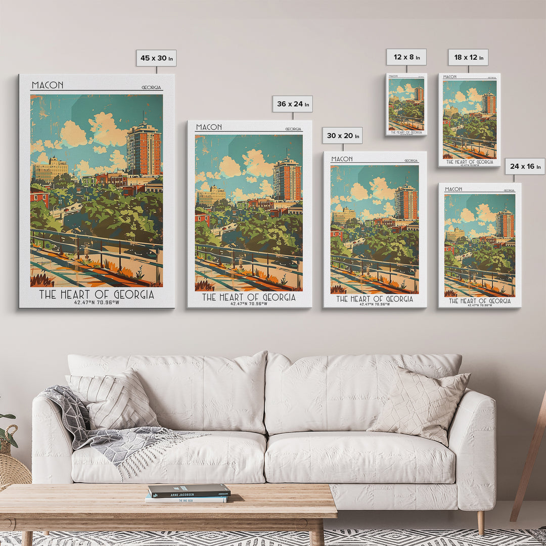 Macon Travel Poster, Canvas Print, Retro Travel Poster, City Wall Art, Gallery Wall Set, Travel Print, Travel Decor, Travel Wall Art