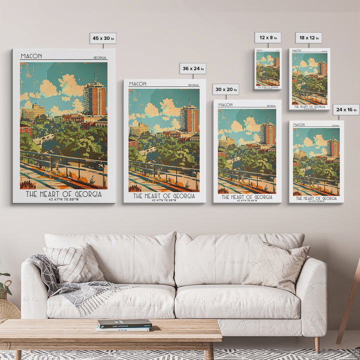 Macon Travel Poster, Canvas Print, Retro Travel Poster, City Wall Art, Gallery Wall Set, Travel Print, Travel Decor, Travel Wall Art
