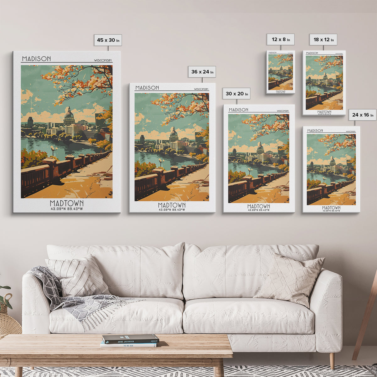 Madison Travel Poster, Framed Canvas Print, Vintage Travel Print, City Wall Art, Travel Wall Art, Fine Art Print, Vintage Travel Art