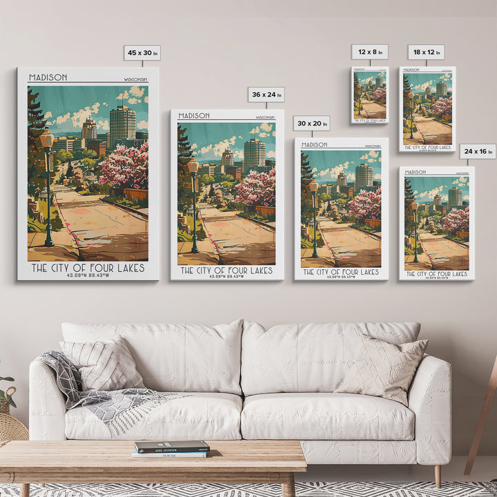 Madison Wisconsin Travel Poster, Canvas Print, City Travel Poster, Travel Wall Art, Vintage Poster, Travel Posters, Gallery Wall Set
