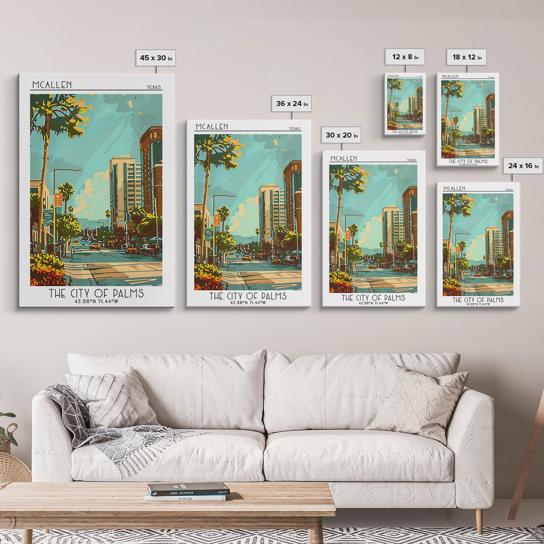 McAllen Texas Travel Poster, Framed Canvas Print, Poster Print, Travel Wall Art, Vintage Posters, Retro Wall Art, Vintage Travel Art