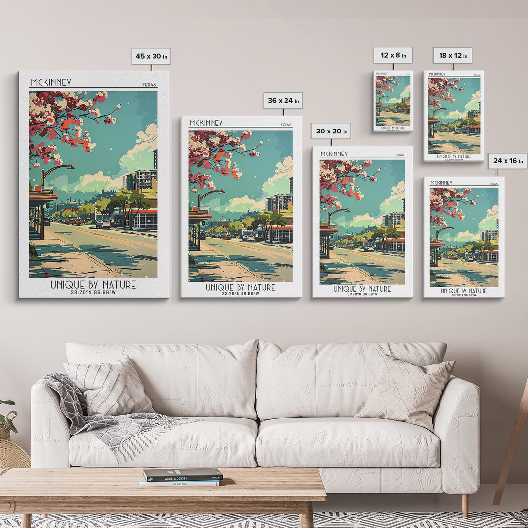 McKinney Travel Poster, Canvas Print, Retro Travel Poster, City Wall Art, Art Print, Travel Decor, Home Office Decor, City Art Print