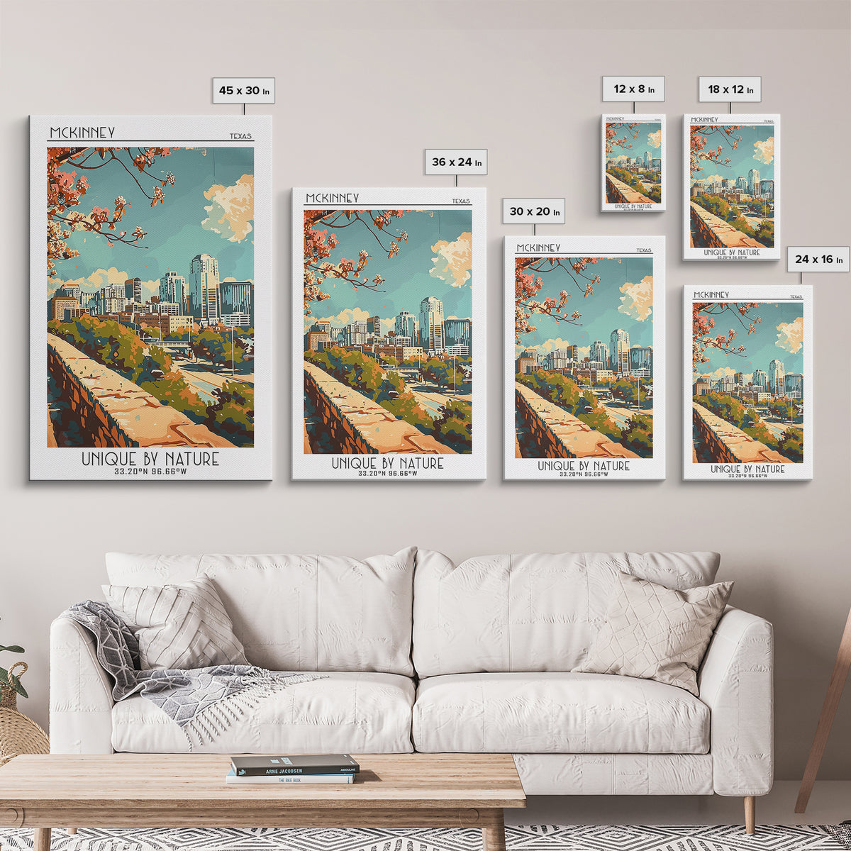 McKinney Texas Travel Poster, Framed Canvas Print, Retro Wall Art, Travel Print, Retro Travel Poster, Art Print, Vintage City Poster