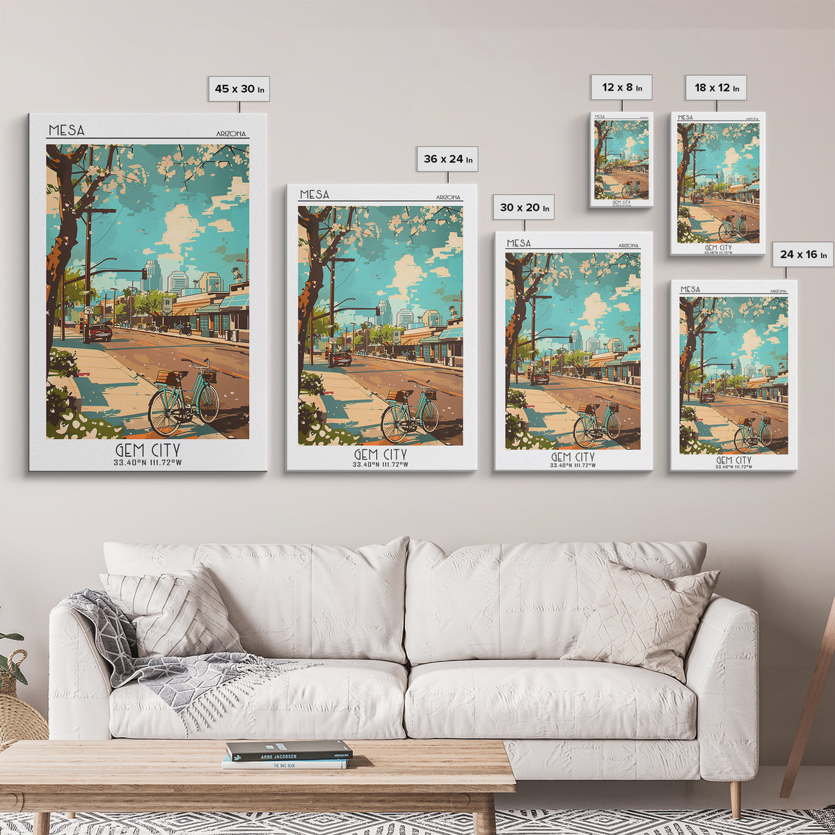 Mesa Travel Poster, Canvas Print, Retro Travel Poster, City Wall Art, Minimalist Poster, Wall Art, Modern Wall Decor, Retro Wall Art