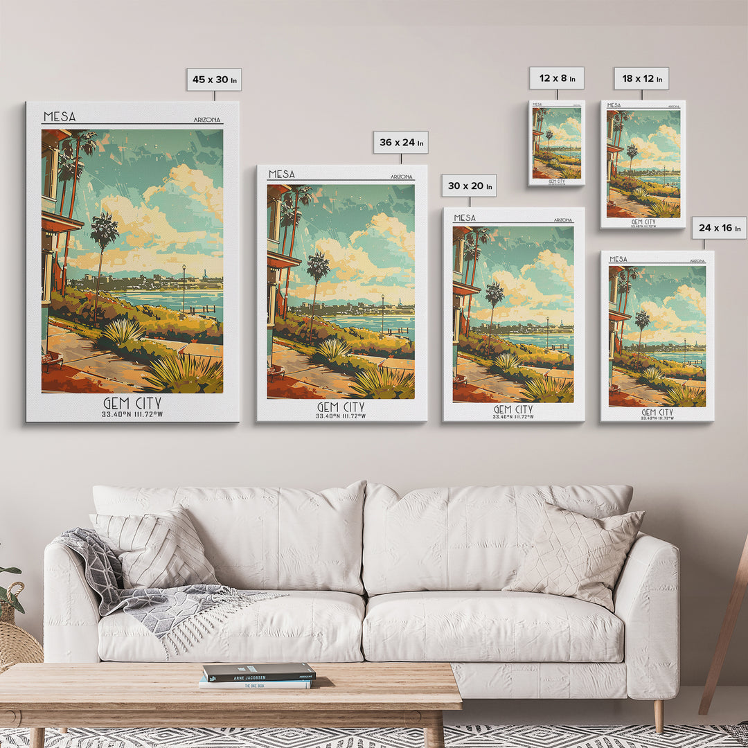 Mesa Arizona Travel Poster, Canvas Print, City Travel Poster, Travel Wall Decor, Watercolor Cityscape, City Wall Art, City Art Print