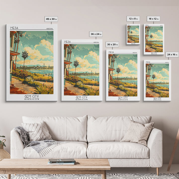 Mesa Arizona Travel Poster, Canvas Print, City Travel Poster, Travel Wall Decor, Watercolor Cityscape, City Wall Art, City Art Print