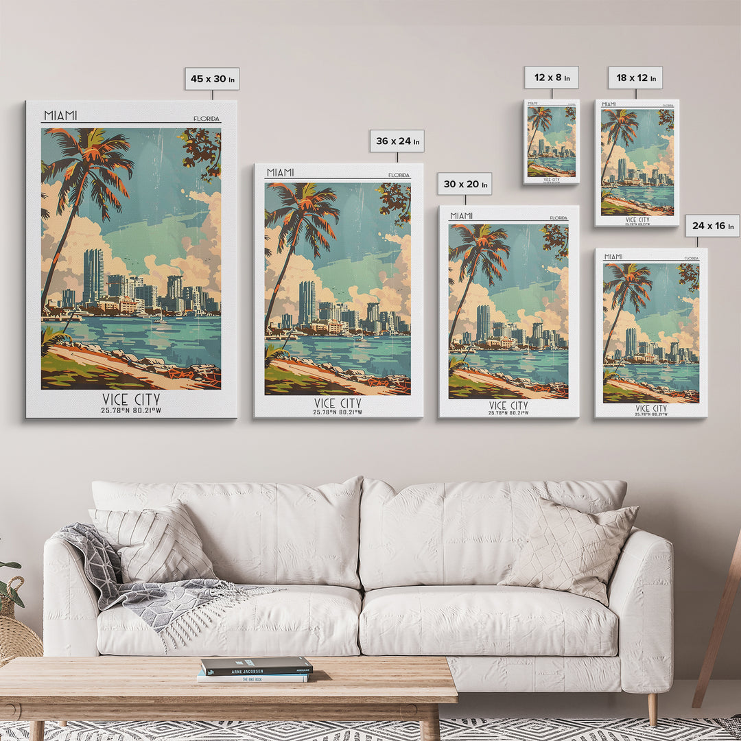 Miami Travel Poster, Canvas Print, City Travel Poster, Travel Wall Decor, Travel Wall Art, Poster Print, Wall Art, City Illustration