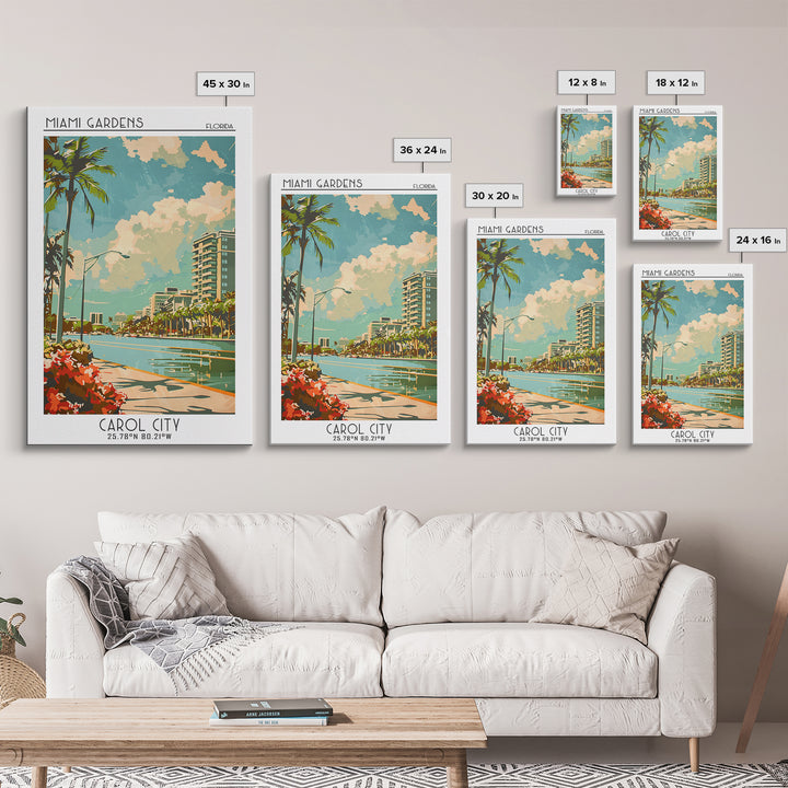 Miami Gardens Travel Poster, Framed Canvas Print, City Travel Poster, Travel Wall Art, City Wall Art, Travel Posters, Vintage Poster