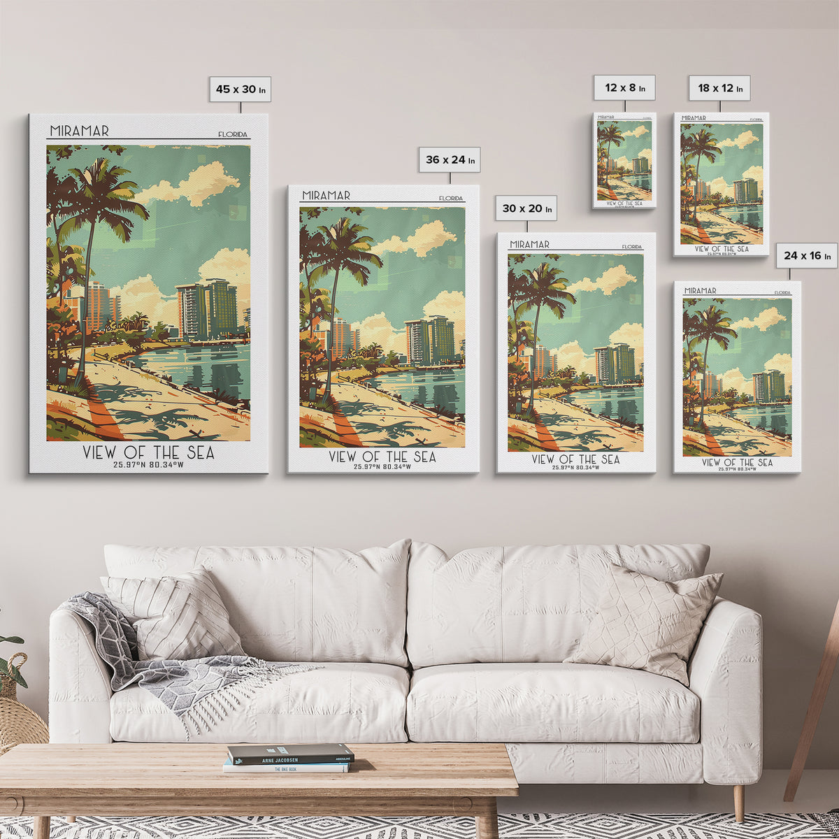 Miramar Travel Poster, Framed Canvas Print, City Travel Poster, Travel Wall Art, Travel Art Print, Vintage Travel Art, Travel Prints