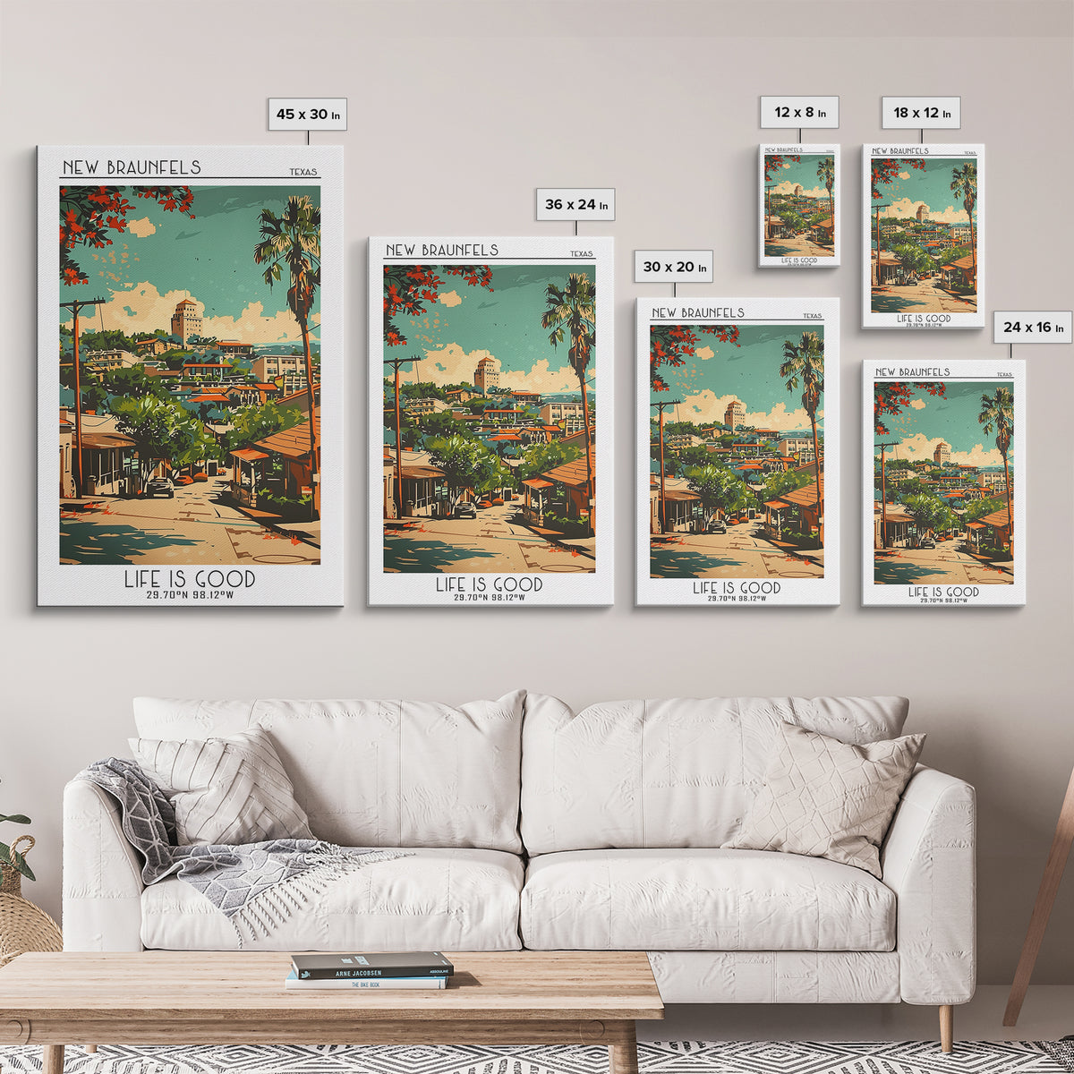New Braunfels Texas Travel Poster, Framed Canvas Print, Travel Prints, Landscape Art, Fine Art Print, Travel Posters, Vintage Poster