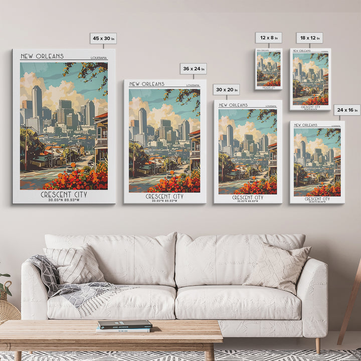 New Orleans Louisiana Travel Poster, Framed Canvas Print, Poster Print, Travel Wall Art, Travel Wall Decor, Home Decor, Travel Decor
