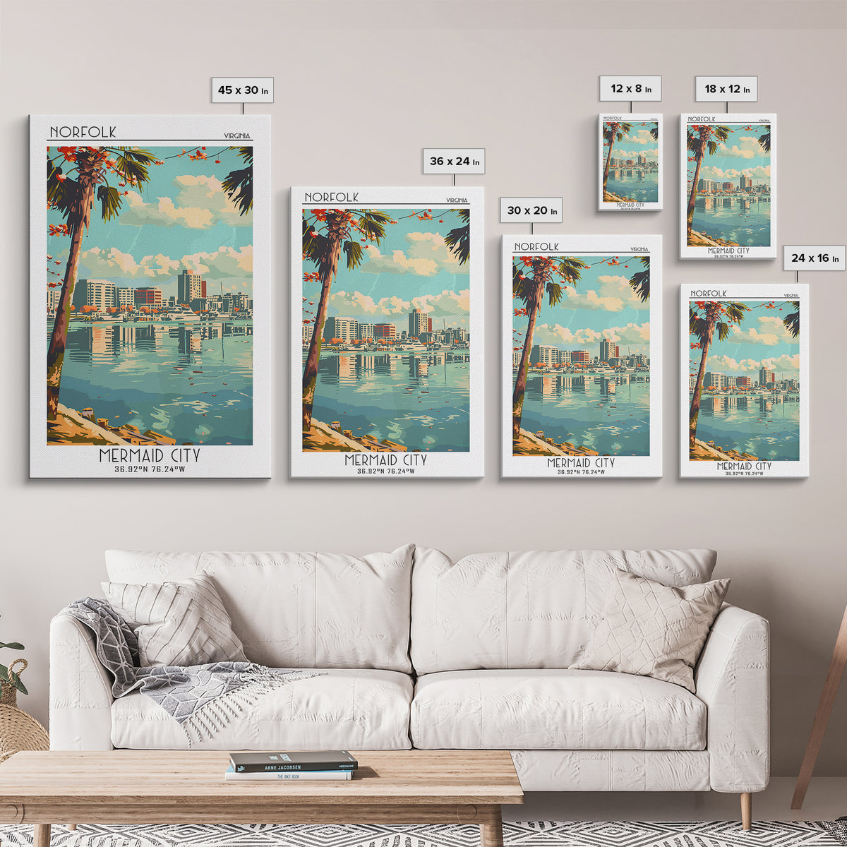 Norfolk Virginia Travel Poster, Canvas Print, City Travel Poster, Travel Wall Art, Home Decor, Wall Art, Travel Prints, Travel Print