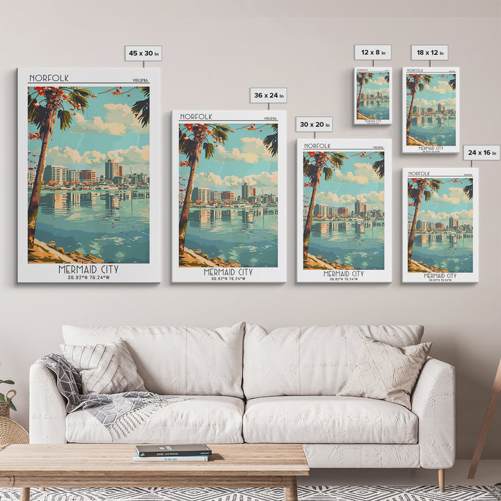 Norfolk Virginia Travel Poster, Canvas Print, City Travel Poster, Travel Wall Art, Home Decor, Wall Art, Travel Prints, Travel Print