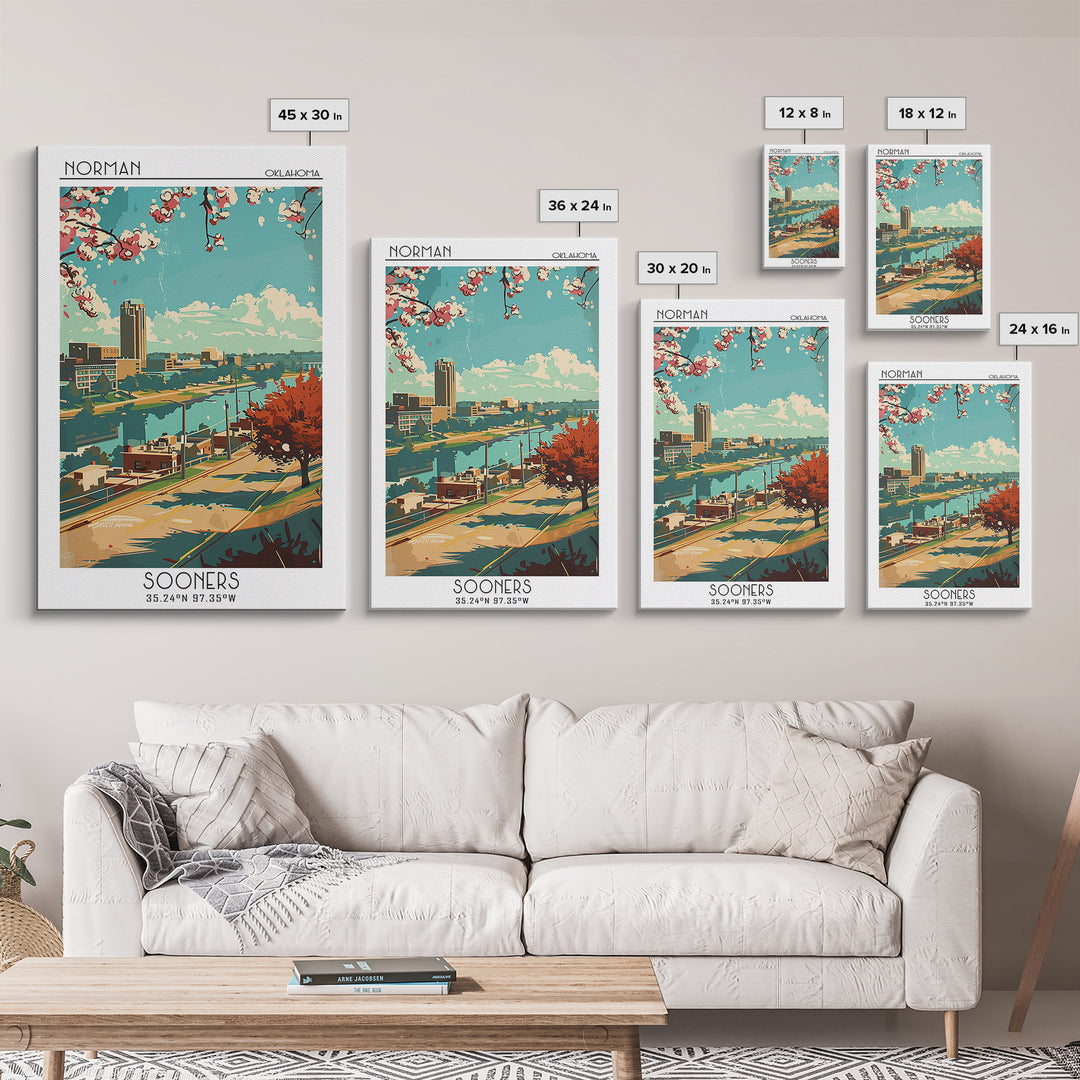 Norman Travel Poster, Framed Canvas Print, City Travel Poster, Travel Wall Art, Travel Prints, City Wall Art, Travel Print, Wall Art