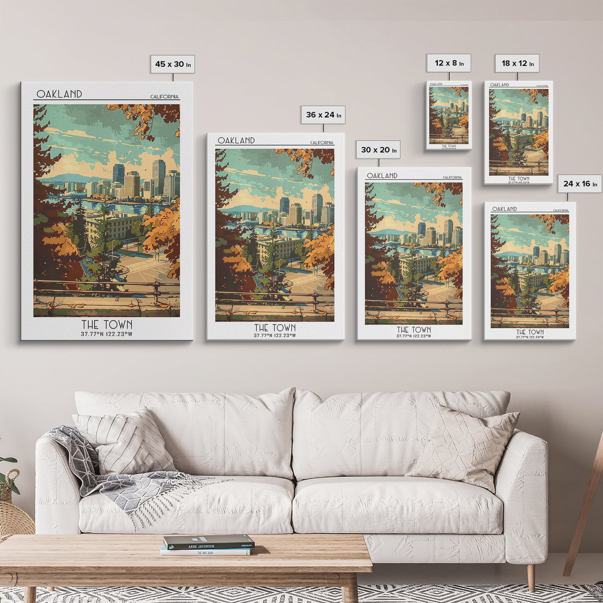 Oakland Travel Poster, Framed Canvas Print, Retro Wall Art, Travel Print, Wall Art, Fine Art Print, Retro Travel Print, Travel Decor