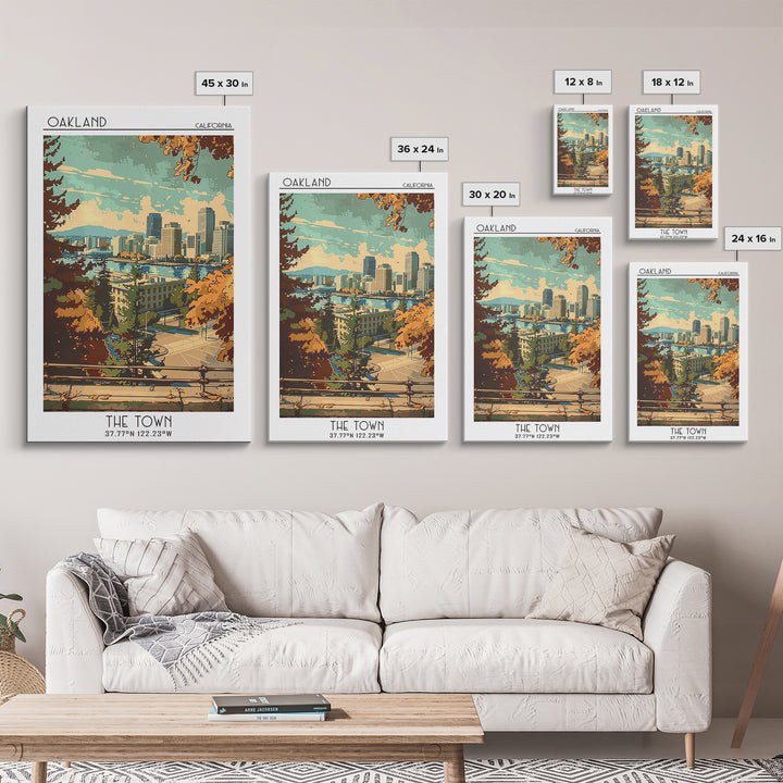 Oakland Travel Poster, Framed Canvas Print, Retro Wall Art, Travel Print, Wall Art, Fine Art Print, Retro Travel Print, Travel Decor