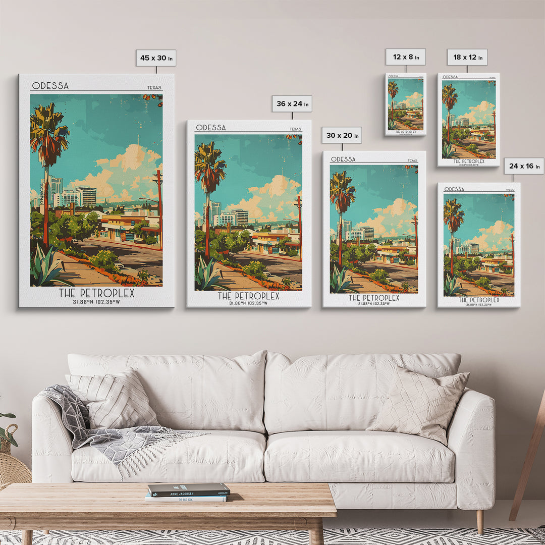 Odessa Travel Poster, Framed Canvas Print, City Travel Poster, Travel Wall Art, Wall Art, Mid Century Wall Art, Living Room Wall Art
