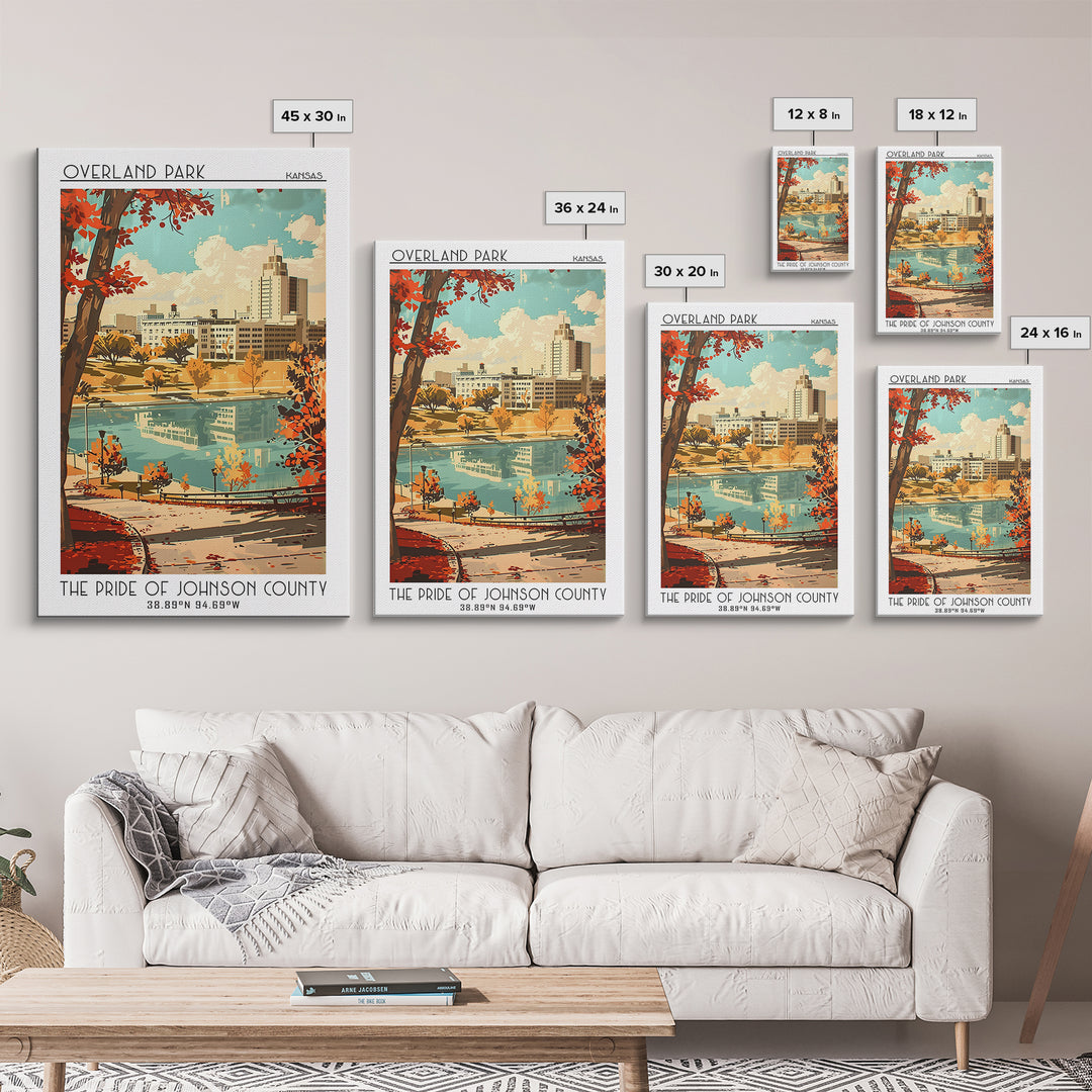 Overland Park Kansas Travel Poster, Framed Canvas Print, City Travel Poster, Travel Wall Art, City Illustration, Art Print, Wall Art