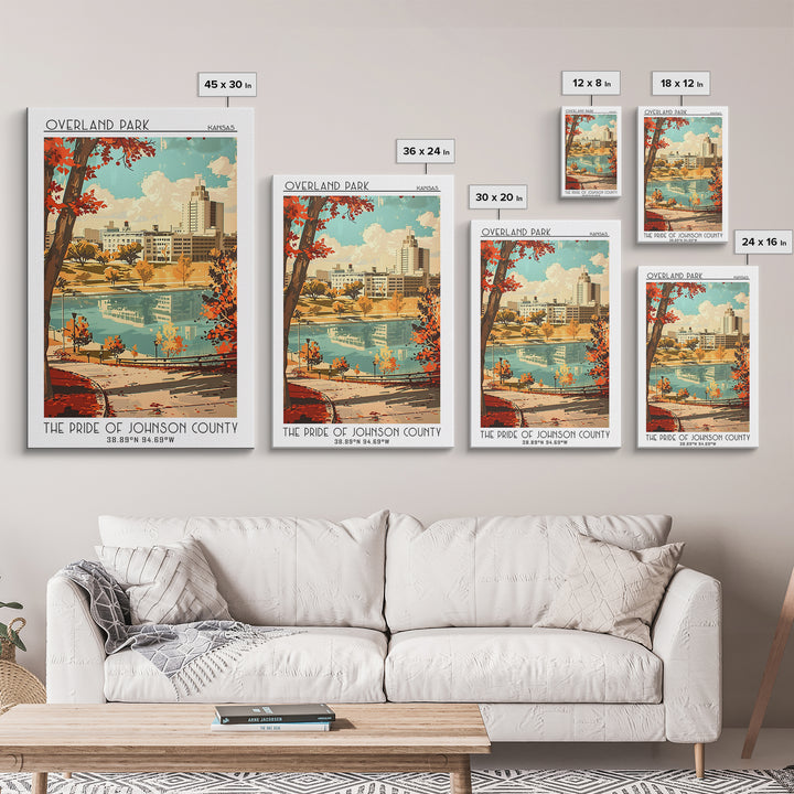 Overland Park Kansas Travel Poster, Framed Canvas Print, City Travel Poster, Travel Wall Art, City Illustration, Art Print, Wall Art