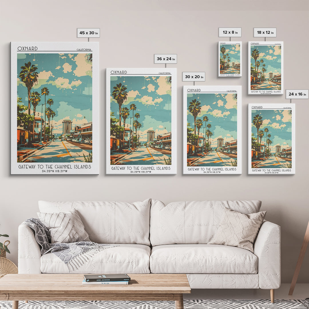 Oxnard Travel Poster, Framed Canvas Print, City Travel Poster, Vintage City Poster, Vintage Posters, City Illustration, Poster Print
