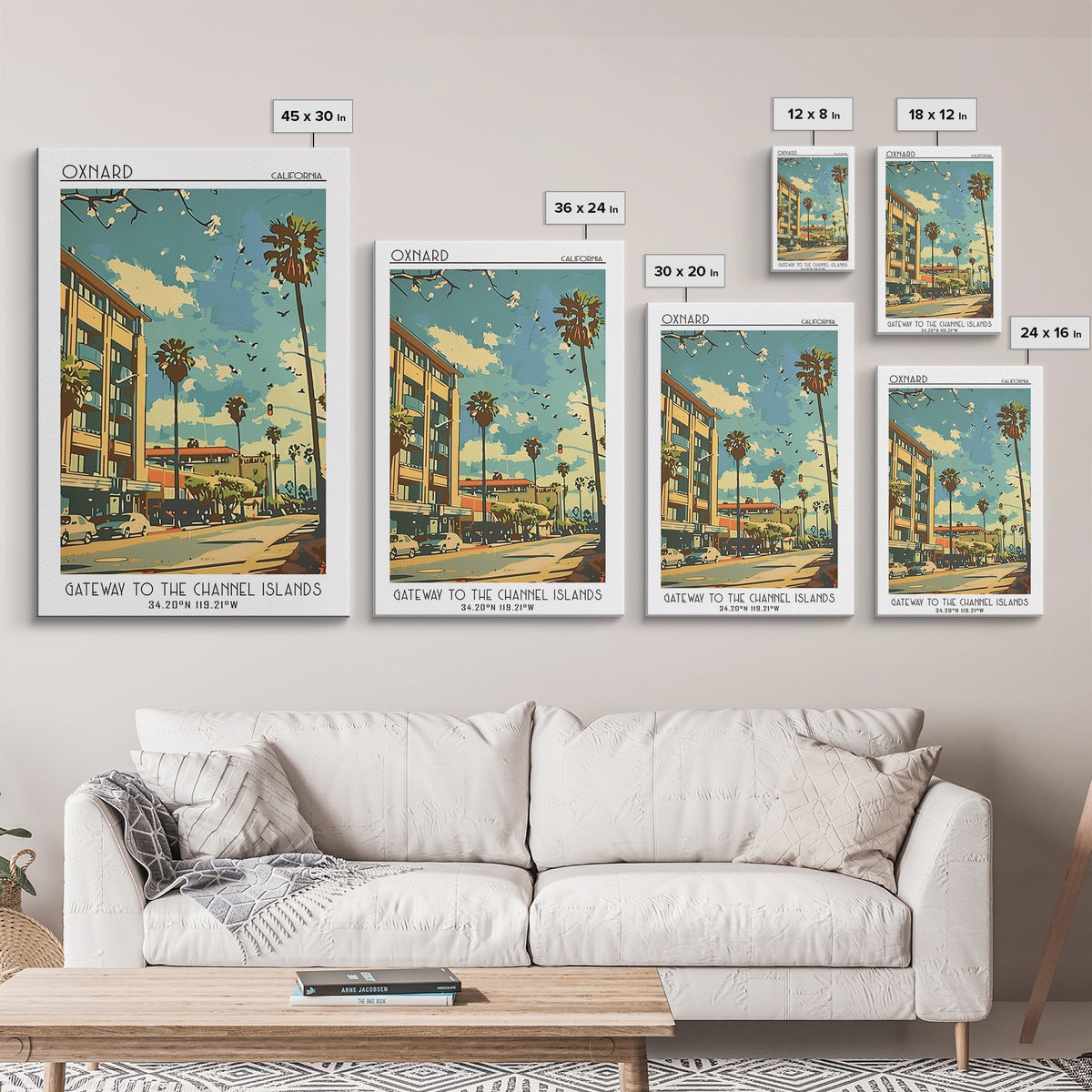 Oxnard California Travel Poster, Framed Canvas Print, Vintage Travel Print, City Wall Art, Art Print, Fine Art Print, Vintage Travel