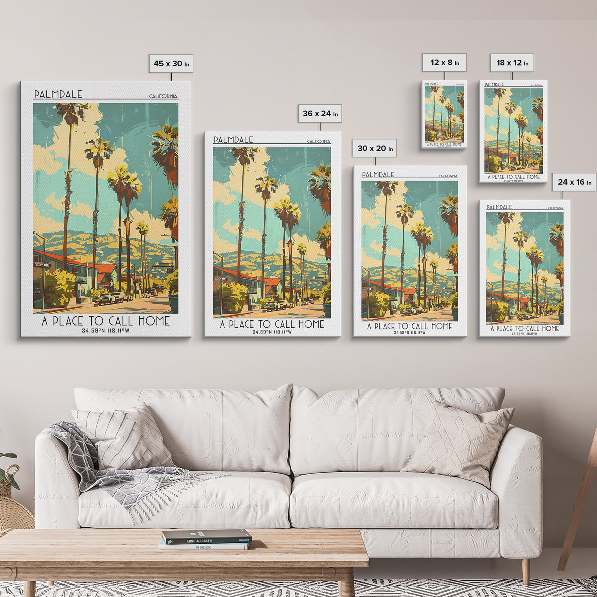Palmdale Travel Poster, Framed Canvas Print, City Travel Poster, Travel Wall Decor, City Illustration, Travel Wall Art, Travel Print