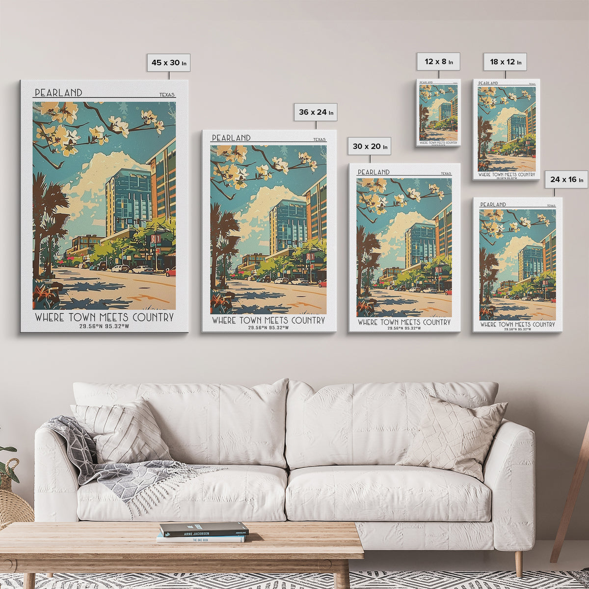 Pearland Travel Poster, Framed Canvas Print, Poster Print, Travel Wall Art, Vintage Posters, Vintage Travel Print, City Illustration