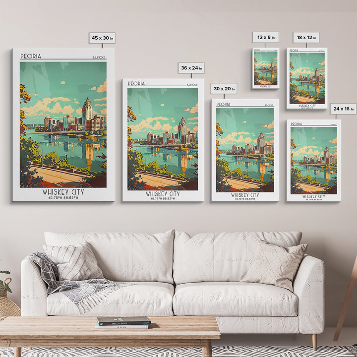 Peoria Illinois Travel Poster, Canvas Print, Vintage Travel Print, City Wall Art, Retro Travel Poster, City Art Print, Travel Prints