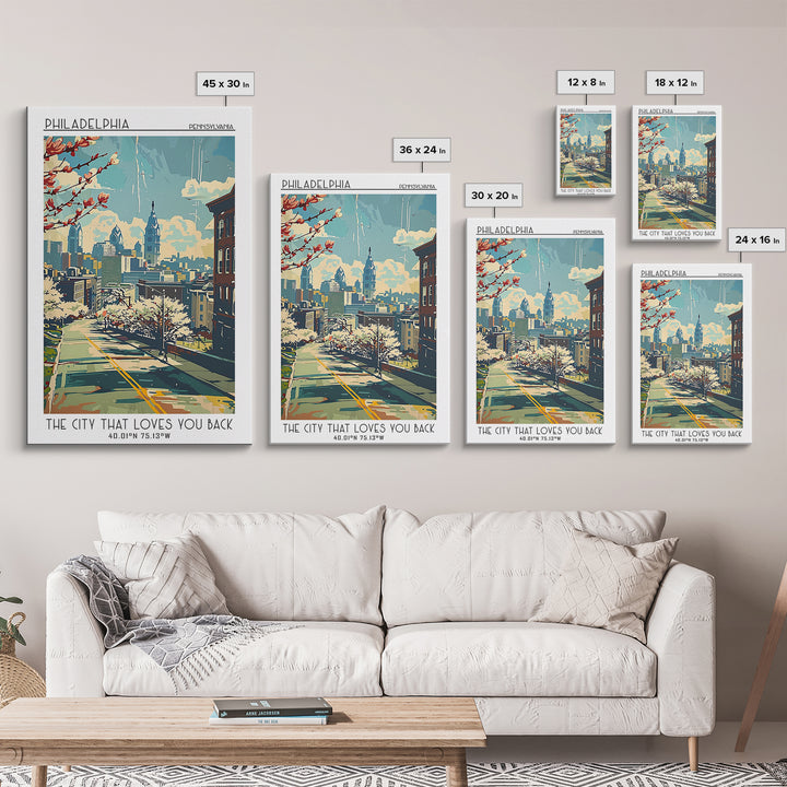 Philadelphia Travel Poster, Canvas Print, City Travel Poster, Vintage City Poster, Travel Prints, Mid Century Wall Art, Poster Print