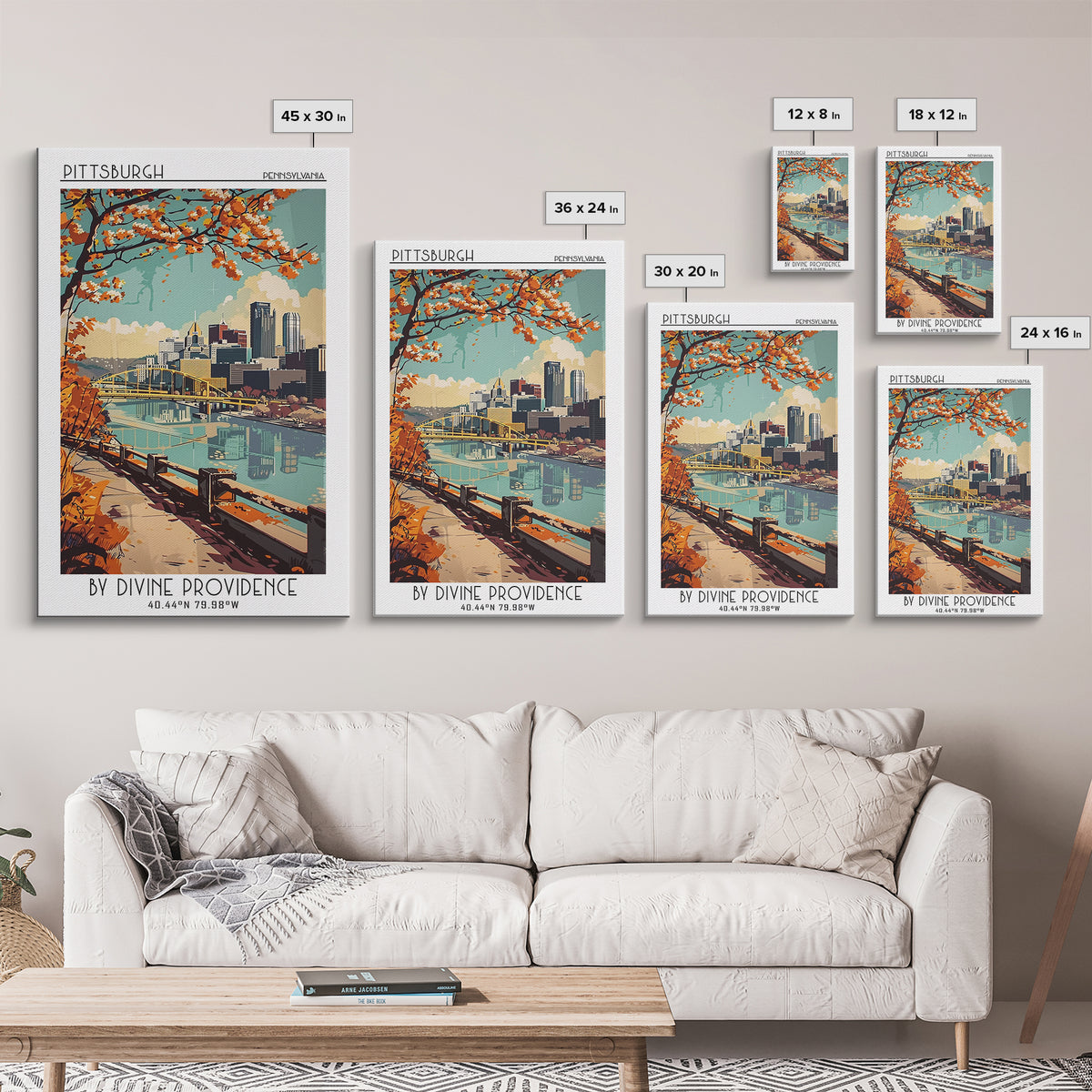 Pittsburgh Travel Poster, Canvas Print, City Travel Poster, Travel Wall Art, Vintage Travel Art, Gallery Wall Set, Minimalist Poster