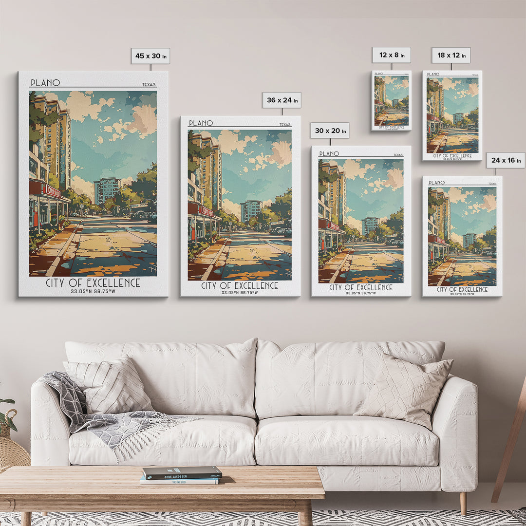 Plano Travel Poster, Canvas Print, Travel Prints, Landscape Art, Poster Print, Travel Wall Decor, City Travel Poster, City Art Print