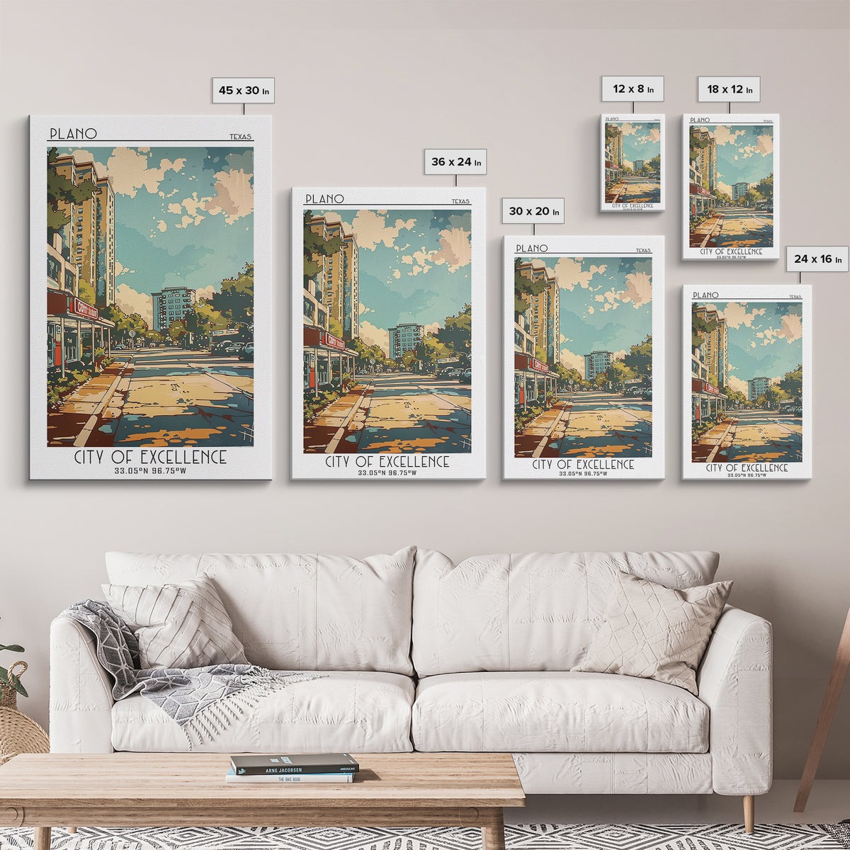 Plano Travel Poster, Canvas Print, Travel Prints, Landscape Art, Poster Print, Travel Wall Decor, City Travel Poster, City Art Print
