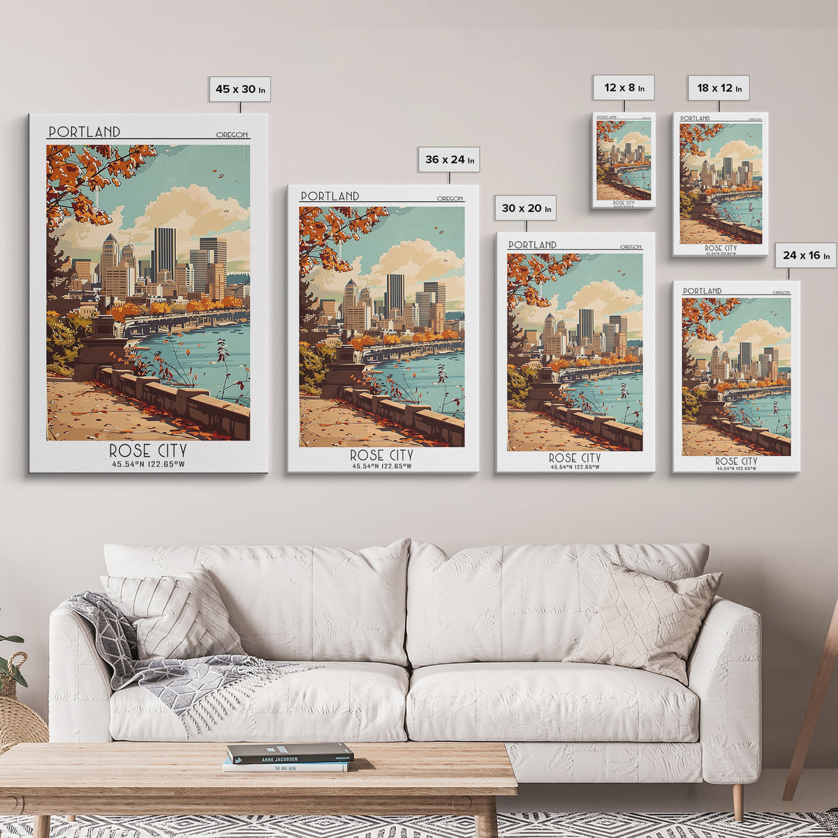 Portland Travel Poster, Framed Canvas Print, City Art Print, Travel Wall Art, City Travel Poster, Wall Art, City Wall Art, Art Print