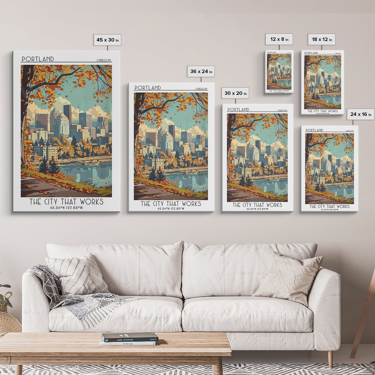 Portland Oregon Travel Poster, Canvas Print, City Travel Poster, Travel Wall Art, Poster Print, City Illustration, Travel Wall Decor