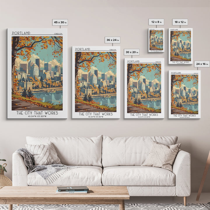 Portland Oregon Travel Poster, Canvas Print, City Travel Poster, Travel Wall Art, Poster Print, City Illustration, Travel Wall Decor