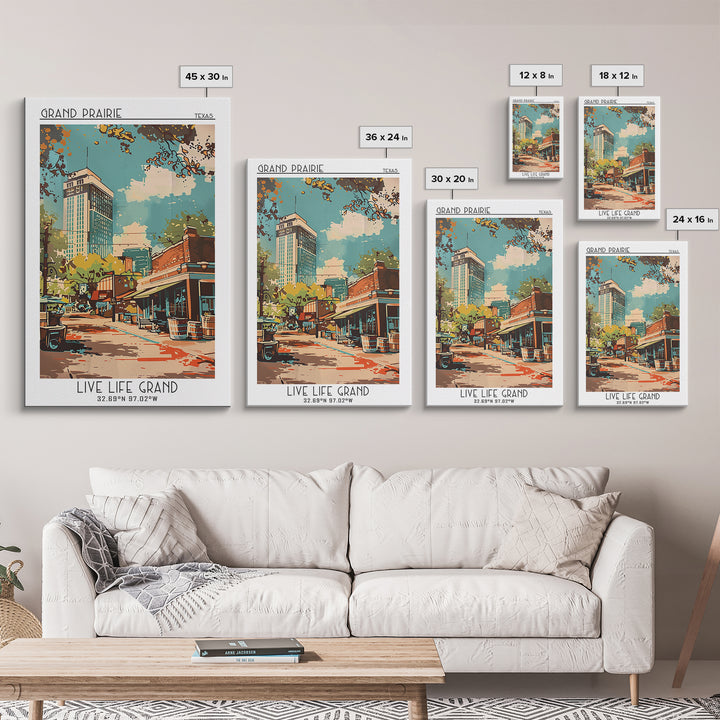Grand Prairie Travel Poster, Canvas Print, Retro Travel Poster, City Wall Art, Poster Art, Travel Prints, Home Decor, City Art Print