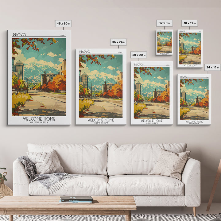 Provo Utah Travel Poster, Framed Canvas Print, City Travel Poster, Vintage City Poster, Retro Travel Print, Poster Art, Travel Print
