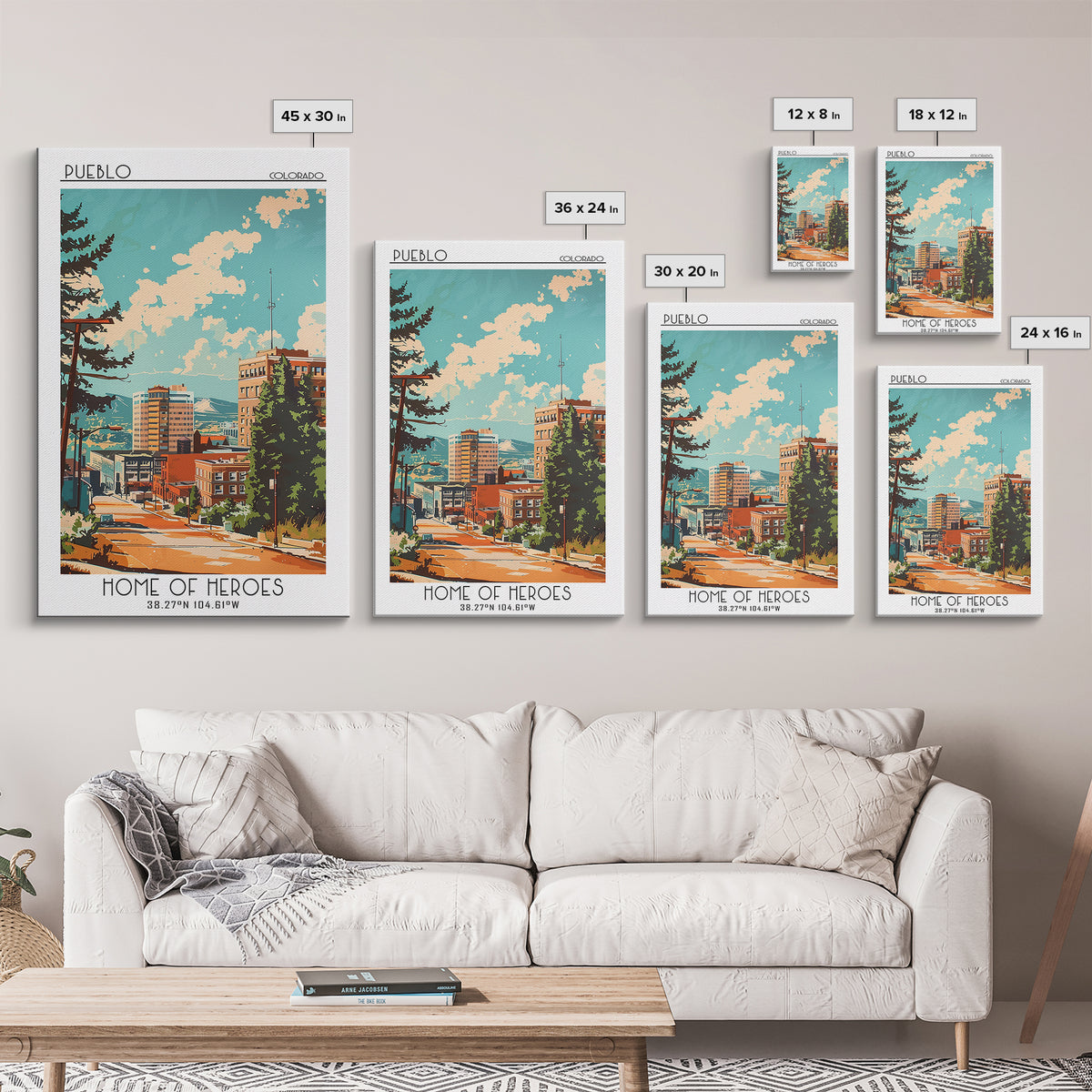 Pueblo Travel Poster, Canvas Print, City Travel Poster, Travel Wall Decor, Travel Posters, Landscape Art, Wanderlust Gift, Art Print