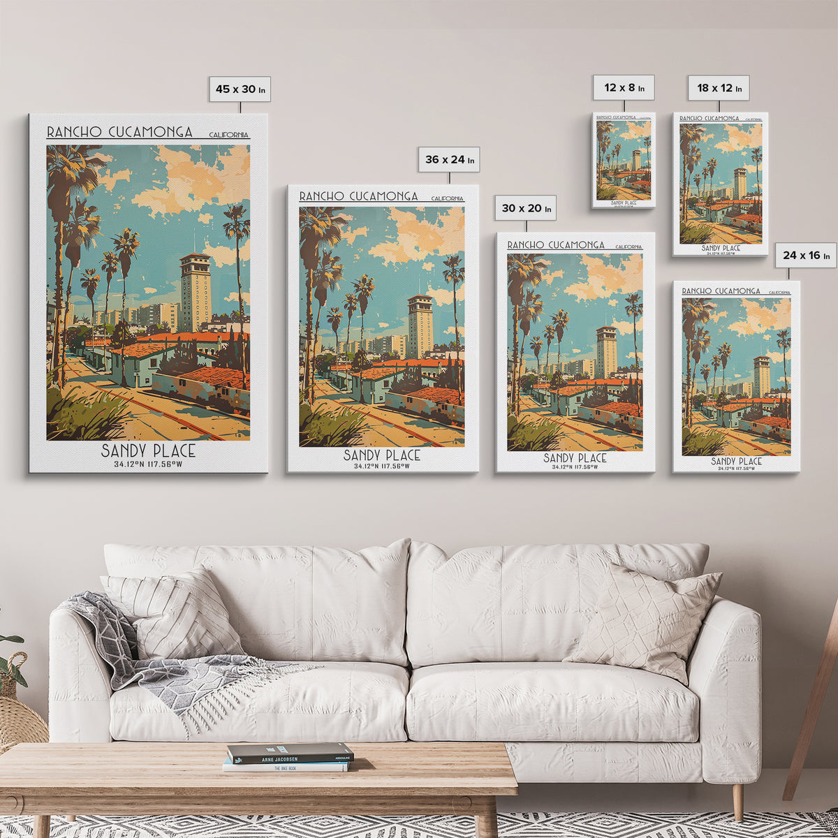 Rancho Cucamonga Travel Poster, Canvas Print, Vintage Travel Print, City Wall Art, Fine Art Print, City Illustration, Travel Posters