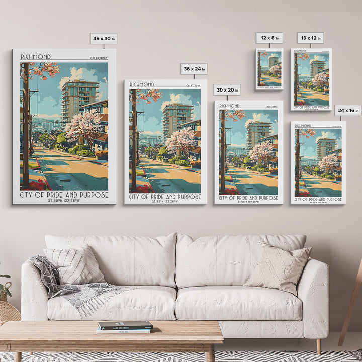 Richmond Travel Poster, Framed Canvas Print, City Travel Poster, Travel Wall Art, Vintage Travel Art, Fine Art Print, Travel Posters